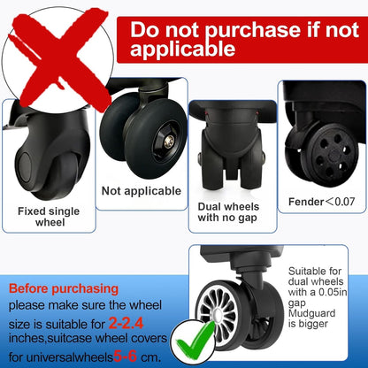 16-Pack Luggage Wheel Covers, Luggage Wheel Protector Covers for 2-2.4 inches Wheels Suitcases，Anti-Scratch & Noise Reduction Design, Silicone MaterialDurable Travel Case Accessories.