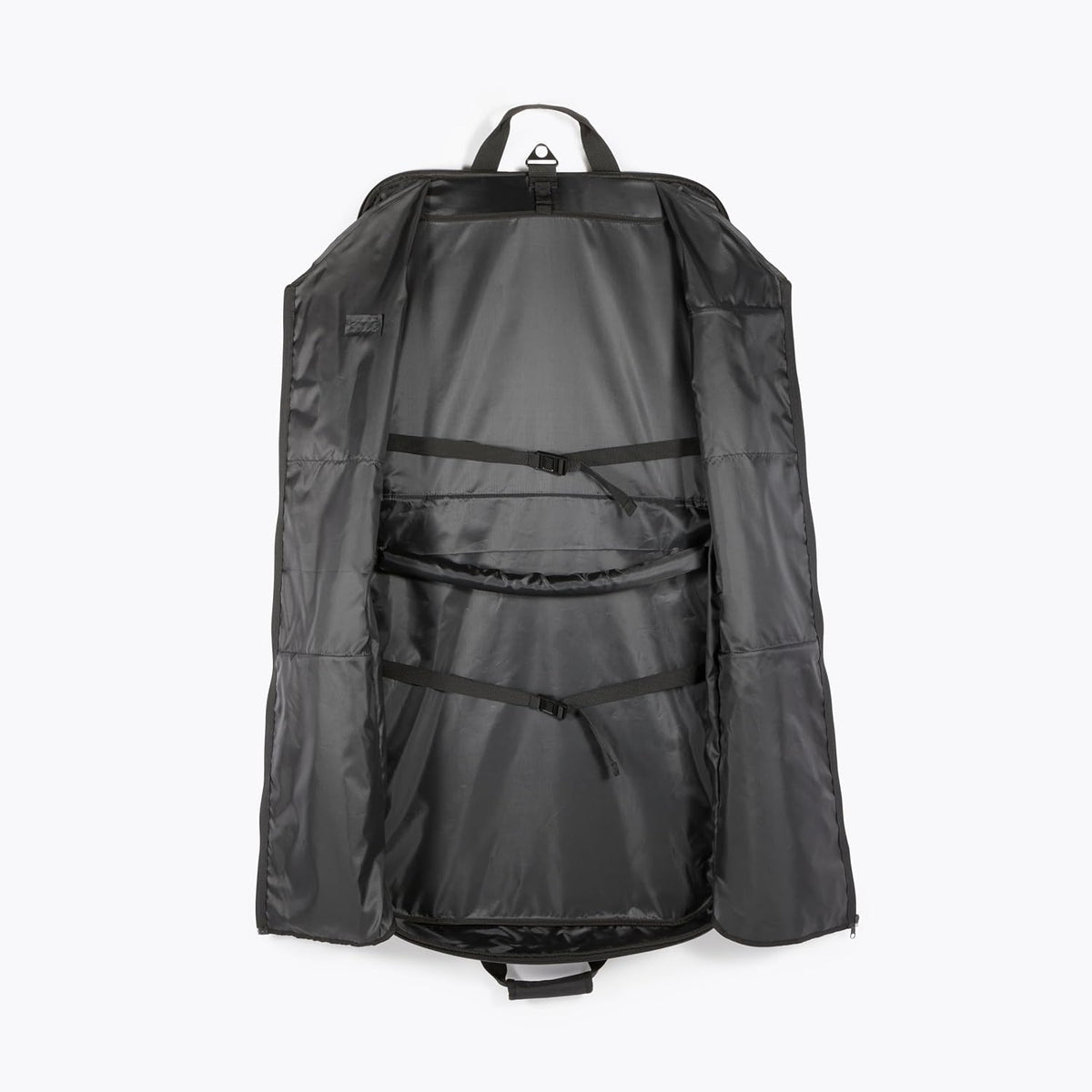 Amazon Basics 43" Travel Garment Bag Travel, Spacious Suit Bag with Detachable Shoulder Strap, Exterior/Interior Pockets, Imitation leather-reinforced Corners, Trifold, Black