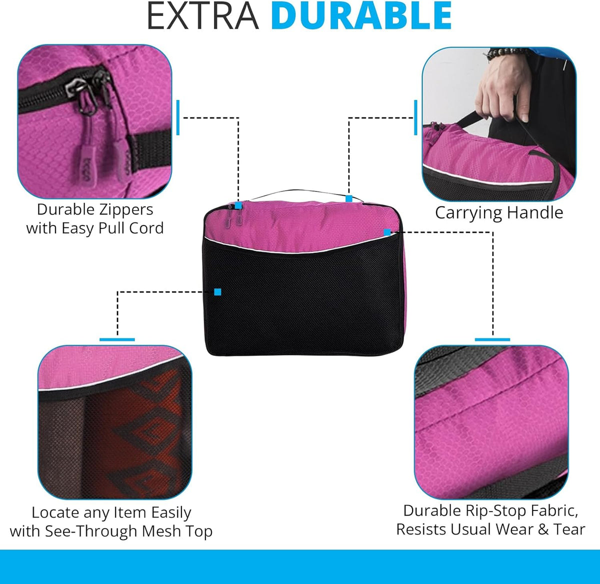 bago 7 Pcs Packing Cubes for Travel - 4 Travel Packing Cubes for Suitcases with 3 ZipLock Bags - Luggage Organizer Bags to Get Maximum Storage, Save Time & Effort to Pack (Green Red PurpleYellow)