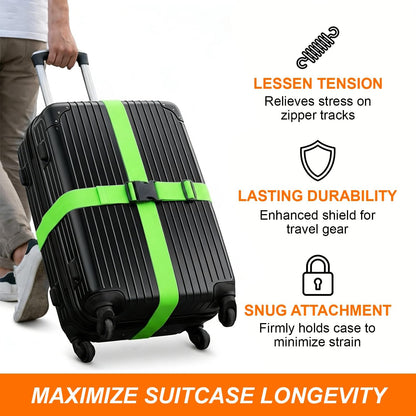 4 Pack Adjustable Luggage Straps for Suitcases – Secure Lock Travel Belts, 40''–78'' Fit, Easy Luggage Identification (Green)