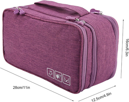 Milltrip Travel Underwear Bag, Waterprof Portable Storage Case with Multiple Layers & Pockets for Bras, Socks, Underwear, USB Cables, Compact Travel Bra (Gray)