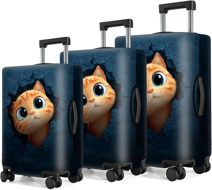 All Over Daisy Print Luggage Cover – Blue Suitcase Protector with White Floral Pattern, Washable Stretch Travel Case for 32-34 Inch Luggage,XL