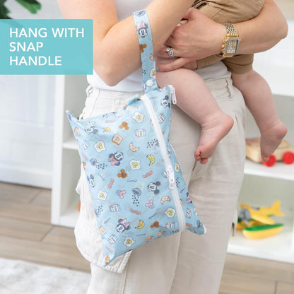 Bumkins Waterproof Wet Bag for Baby, Travel, Swim Suit, Cloth Diapers, Pump Parts, Pool, Beach, Gym Clothes, Toiletry, Hook to Stroller, Daycare, Zipper Reusable Wetdry Packing Pouch, Jungle