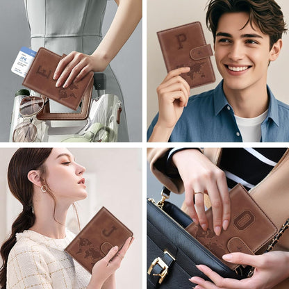 Passport Holder Cover Initail Letter A-Z Travel Wallet 3D Embossed Design RFID Blocking Card Holder Personalized Gift Passport Cover Wallet, Passport Book Holders for Women and Girls, Pink-A