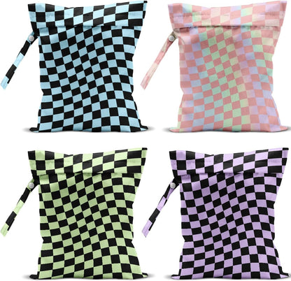 4 Pack Colorful Neon Leopard Print Wet Bag Waterproof Reusable Wet Dry Bag for Swimsuit Dirty Clothes Diaper Travel Pool Beach Yoga Gym Travel Party Birthday Christmas Toiletries Beach Essentials