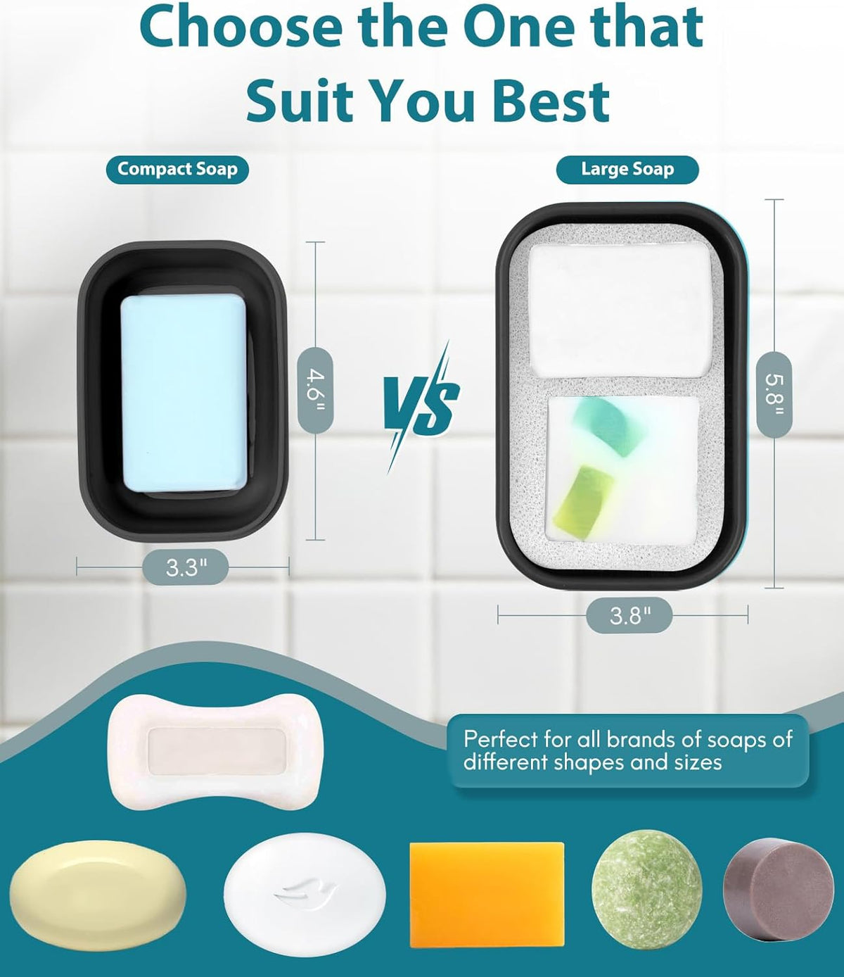Quatish Compact Leakproof Travel Soap Case, Silicone Soap Box with Draining Layer, Enhanced Soap Container, Suitable for Camping, Gym, Bathroom, Outdoor Essentials, Green