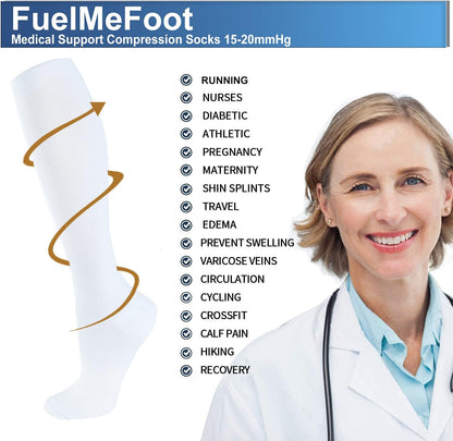 FuelMeFoot 3 Pack Copper Compression Socks - Compression Socks Women & Men Circulation - Best for Medical,Running,Athletic