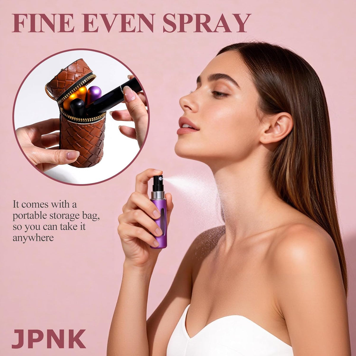JPNK 24 Pcs Mini Refillable Perfume Portable Atomizer Bottles Travel Size Spray Refillable Refill Bottle 5 ml with Travel and Outgoing Bag
