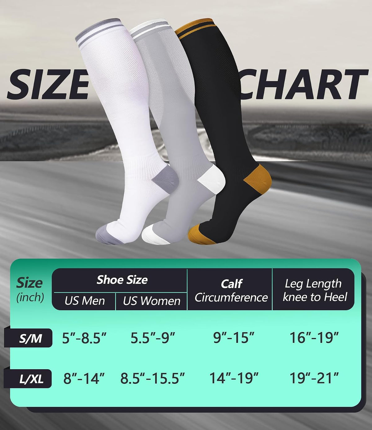 FuelMeFoot 3 Pack Copper Compression Socks - Compression Socks Women & Men Circulation - Best for Medical,Running,Athletic