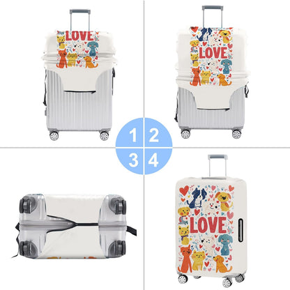 All Over Daisy Print Luggage Cover – Blue Suitcase Protector with White Floral Pattern, Washable Stretch Travel Case for 32-34 Inch Luggage,XL