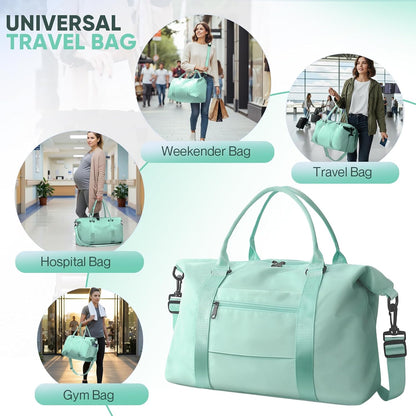 Travel Duffle Bag, Weekender Travel Bag Men Small Gym Bag for Women, Hospital Bag for Labor and Delivery, Overnight Bag Luggage Bag with Trolley Sleeve, Airplane Travel Essentials for Flying(Black)