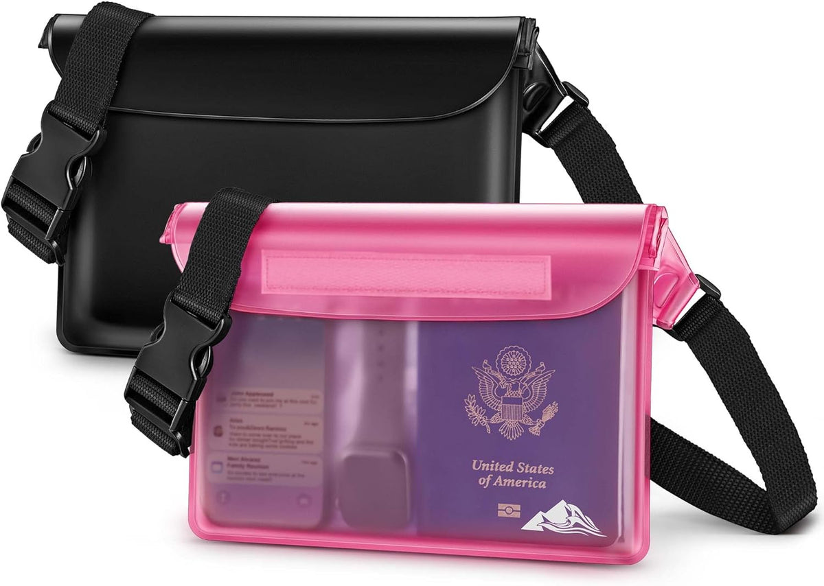 HEETA Waterproof Fanny Pack, Waterproof Pouch Dry Bag 2-Pack for Phone Passport Purse, Adjustable Waist Strap for Swimming Kayaking Boating Paddle Board Accessories Cruise Beach Camping Essentials