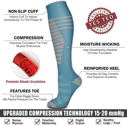 6 Pack Copper Compression Socks for Women and Men Circulation-Best Support for Medical,Running,Nursing,Athletic - Colors B