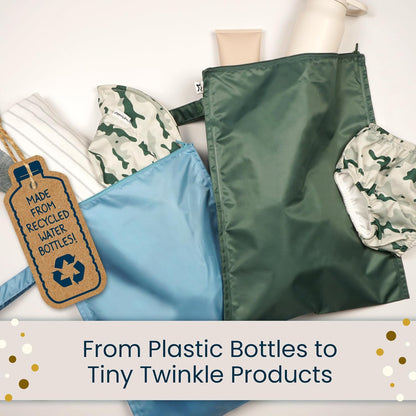Tiny Twinkle Mess Proof Wet Bags | Reusable Waterproof Wet Bags for Swimsuits | Baby Clothes | Travel & Diaper Bag (Black, Green Checkers) - Colors B