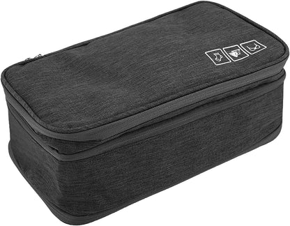Milltrip Travel Underwear Bag, Waterprof Portable Storage Case with Multiple Layers & Pockets for Bras, Socks, Underwear, USB Cables, Compact Travel Bra (Gray)