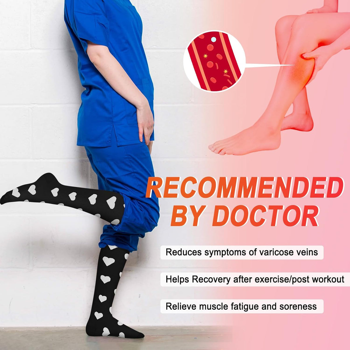 4 Pairs Compression Socks for Women Circulation-Best Support for Nurses,Running,Athletic,Travel