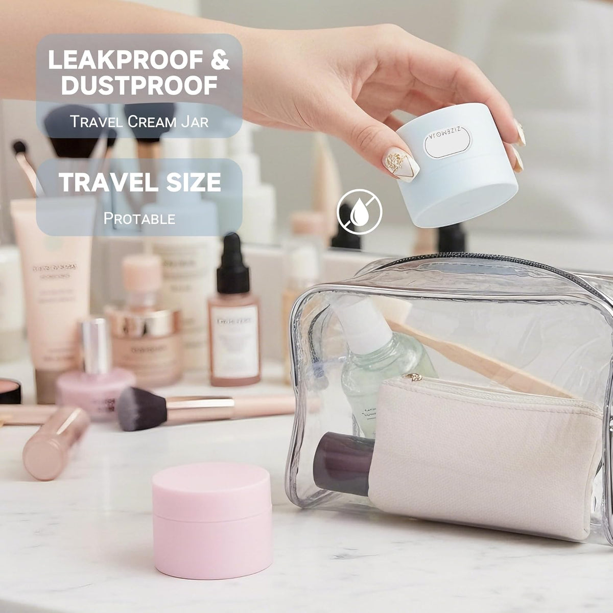 Travel Size Containers, Small Plastic Containers with Lids, 20 Gram Travel Container for Creams, Lotion, Toiletries, Makeup (4PCS Black Plastic Jars)