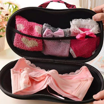 Travel Organizer Bra and Underwear Zip Bag，Portable Bra Storage Case with Net Traveling Lingerie Organizer Bag for Luggage Women Bras Bikin (Leopard print)