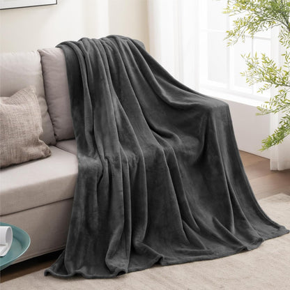 Fleece Blanket Soft Plush Throw for Couch Black 50"x60" - Colors A
