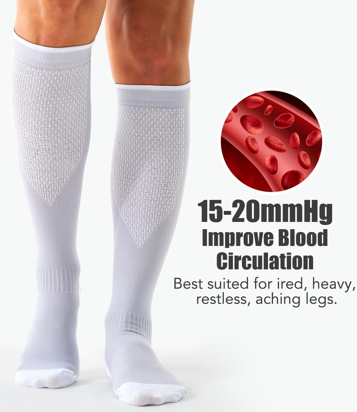 Laite Hebe 3 Pack Medical Compression Sock-Compression Sock For Women and Men Circulation -Best for Running,Nursing,Athletic Sports