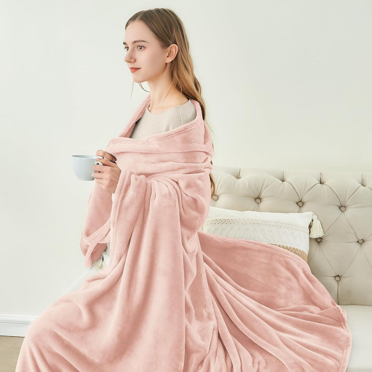 Fleece Blanket Soft Plush Throw for Couch Black 50"x60" - Colors A