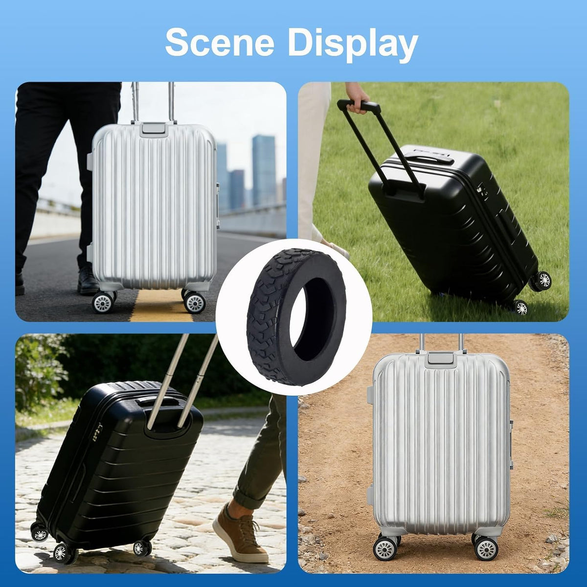 16-Pack Luggage Wheel Covers, Luggage Wheel Protector Covers for 2-2.4 inches Wheels Suitcases，Anti-Scratch & Noise Reduction Design, Silicone MaterialDurable Travel Case Accessories.