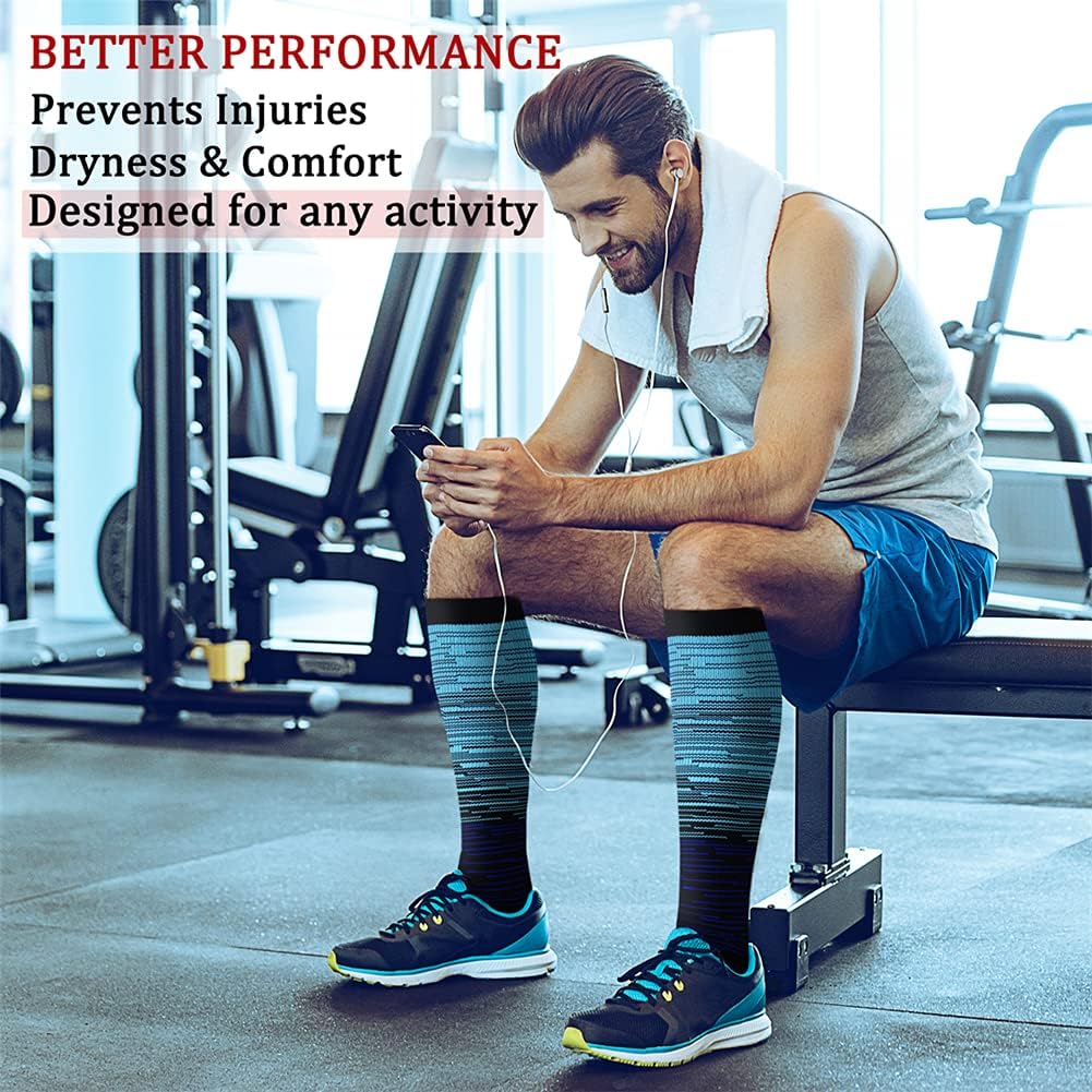 CHARMKING Compression Socks for Women & Men Circulation (8 Pairs) 15-20 mmHg Best Calf Socks Support for Athletic Cycling - Colors B
