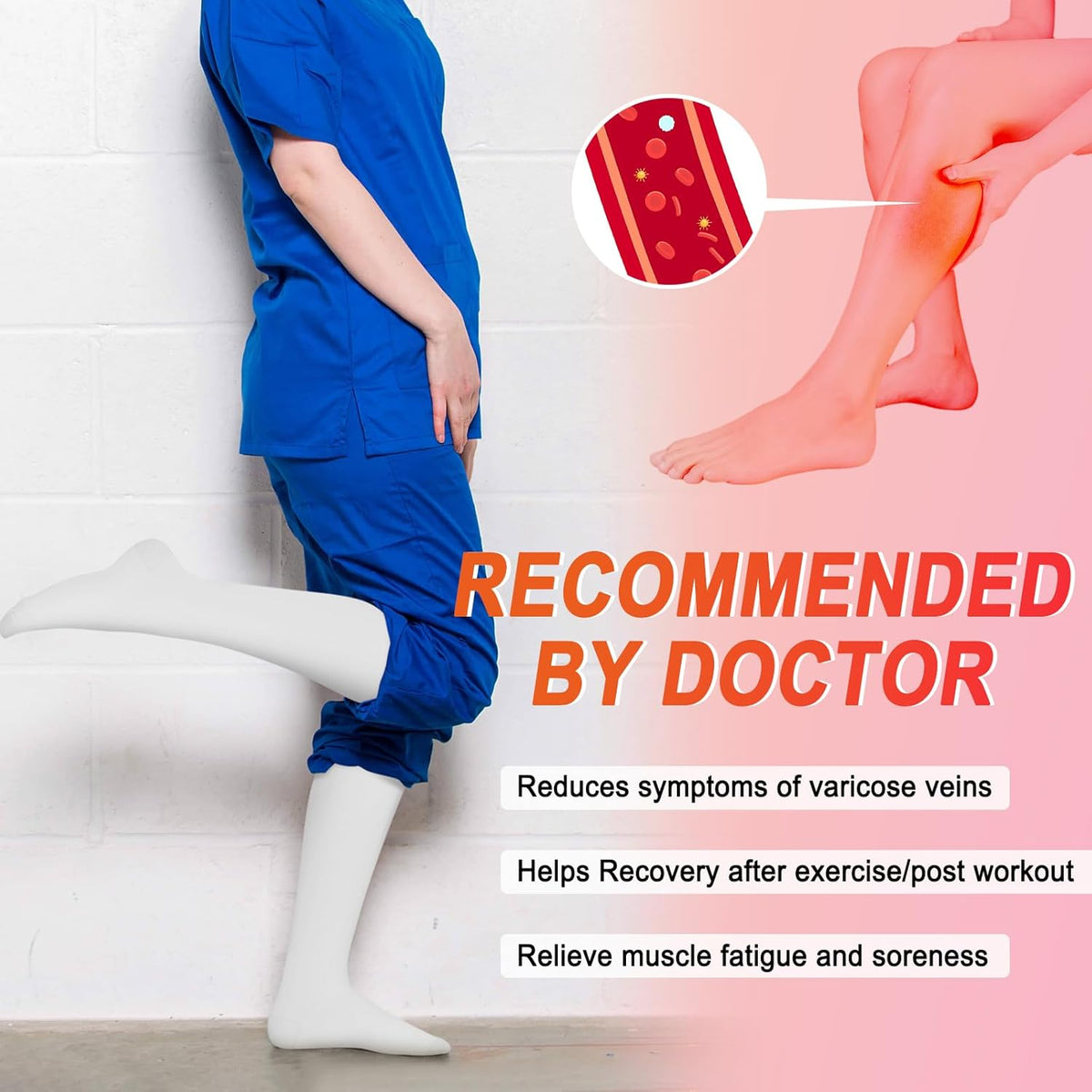 4 Pairs Compression Socks for Women Circulation-Best Support for Nurses,Running,Athletic,Travel