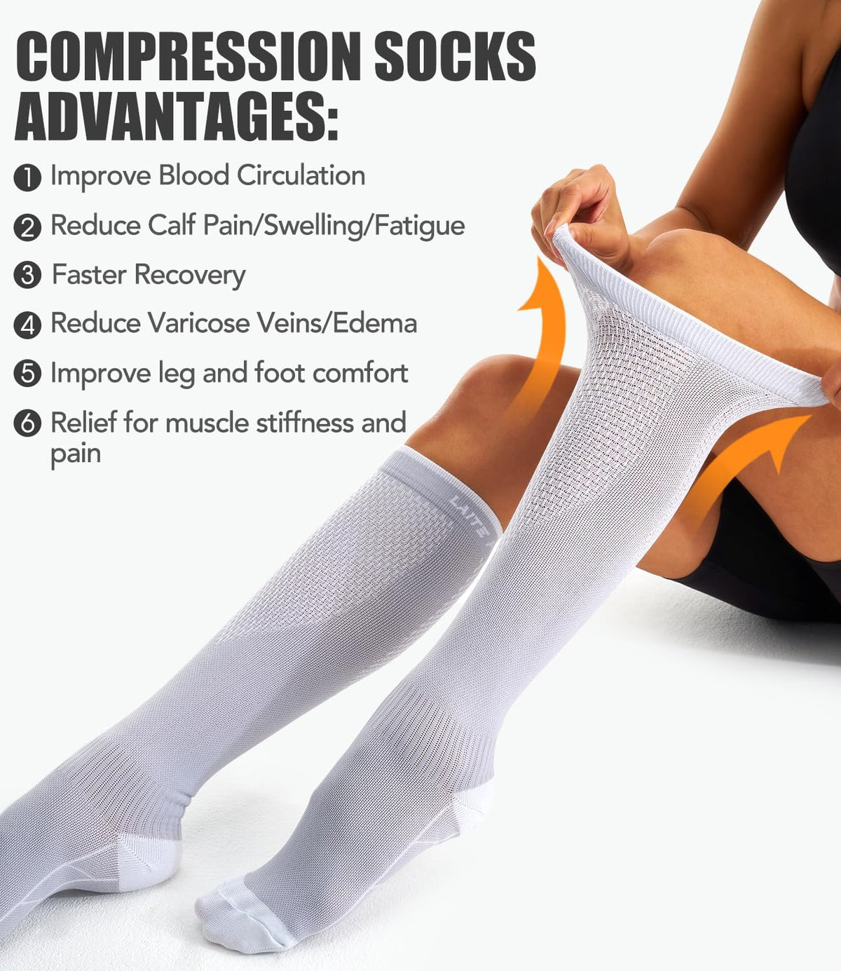 Laite Hebe 3 Pack Medical Compression Sock-Compression Sock For Women and Men Circulation -Best for Running,Nursing,Athletic Sports