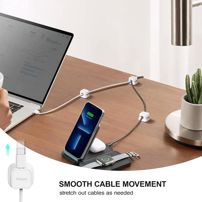 Picozon 6 Pack Magnetic Cable Clip Organizer Cord Holder, Picozon Adhesive Cable Management, Wire Phone USB Charger Cable Holder Keeper Organizer for Car, Office Home Desktop, Wall, Night Table