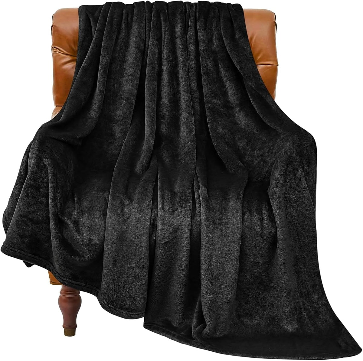 BEDELITE Fleece Blanket Black Throw Blankets for Couch & Bed, Luxury Plush Cozy Fuzzy Blanket 50x60 inches, Super Soft Warm Lightweight Throw Blanket for Travel Camping - Colors B
