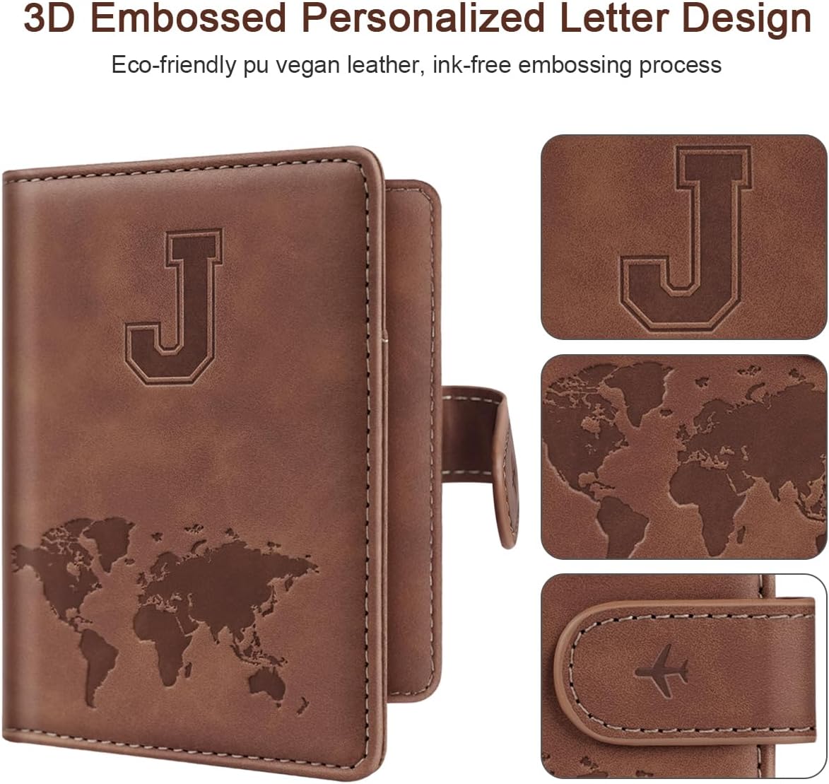 Passport Holder Cover Initail Letter A-Z Travel Wallet 3D Embossed Design RFID Blocking Card Holder Personalized Gift Passport Cover Wallet, Passport Book Holders for Women and Girls, Pink-A