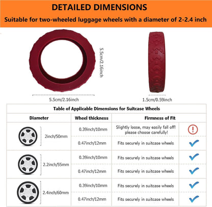 Luggage wheel covers suitcase wheels protectors for dual-wheeled luggage suitcase with a diameter of 2-2.4 inches /5-6cm (8, Red)