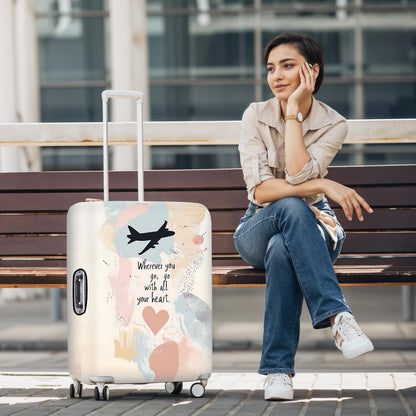 All Over Daisy Print Luggage Cover – Blue Suitcase Protector with White Floral Pattern, Washable Stretch Travel Case for 32-34 Inch Luggage,XL