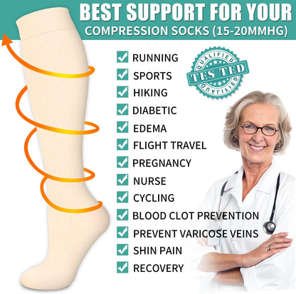 Laite Hebe 3 Pack Medical Compression Sock-Compression Sock For Women and Men Circulation -Best for Running,Nursing,Athletic Sports