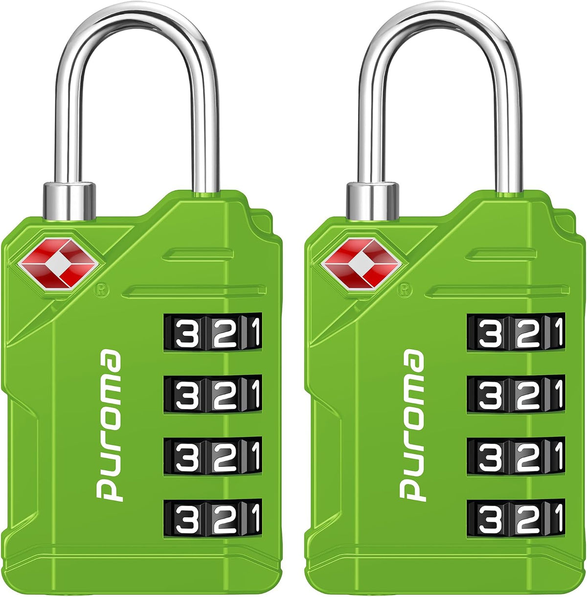 Puroma TSA Approved Luggage Locks, 2 Pack 4 Digit Resettable Travel Combination Code Lock with Zinc Alloy Body for Suitcase, Backpack, Laptop Bag, Gym Locker, Toolbox (Orange)
