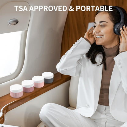 ME.FAN Travel Containers for Toiletries, TSA Approved 1.5 oz Silicone Cream Jars, Leak-proof Journey Containers, Trip Accessories with Lid for Cosmetic Face Hand 4 Pack White Lid - Morandi