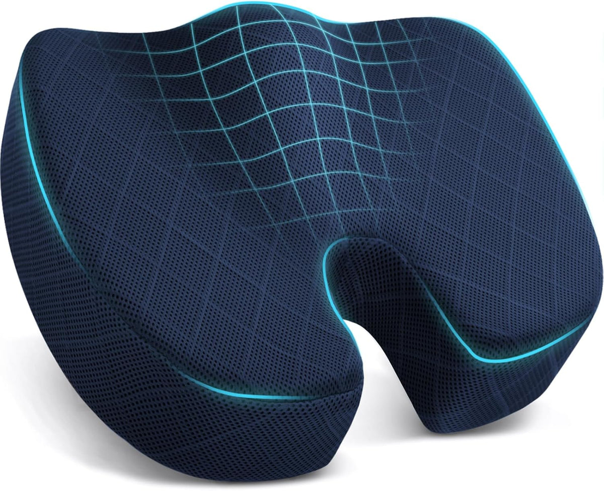 TushGuard Seat Cushion, Memory Foam Office Chair Cushion - Grey, Large