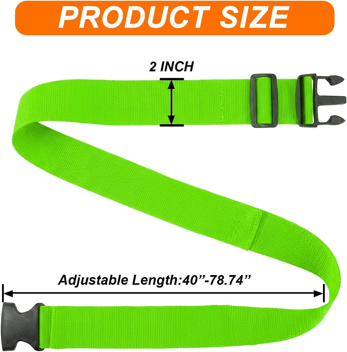 4 Pack Adjustable Luggage Straps for Suitcases – Secure Lock Travel Belts, 40''–78'' Fit, Easy Luggage Identification (Green)