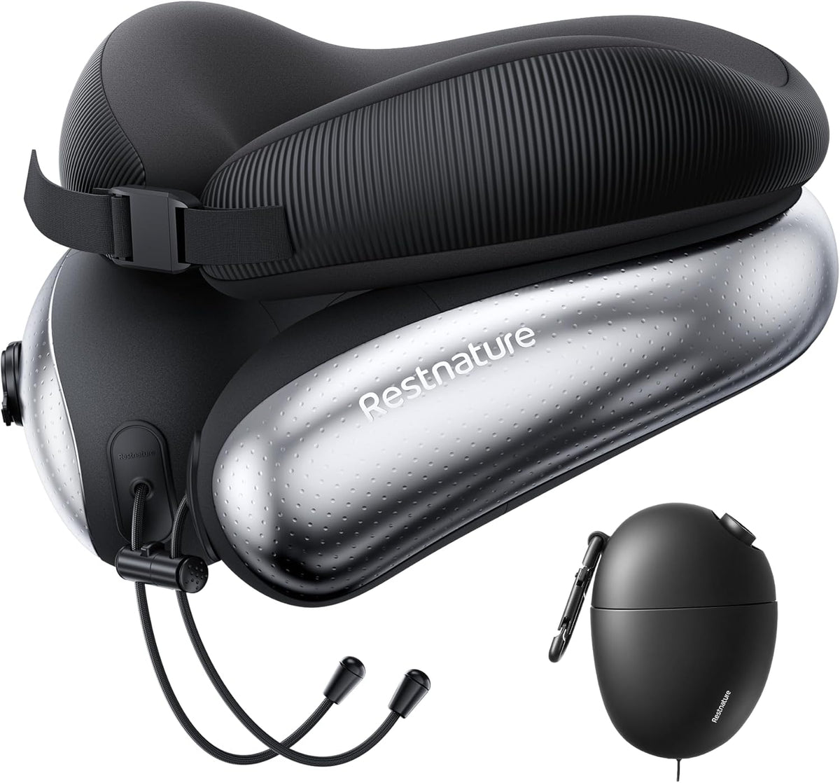 Neck Pillow for Traveling, Travel Pillows for Airplanes, Adjustable Neck Pillow Airplane Travel Essentials - 2 Layer Patented | Inflatable Air Loop & Memory Foam for 360° Ergonomic Support
