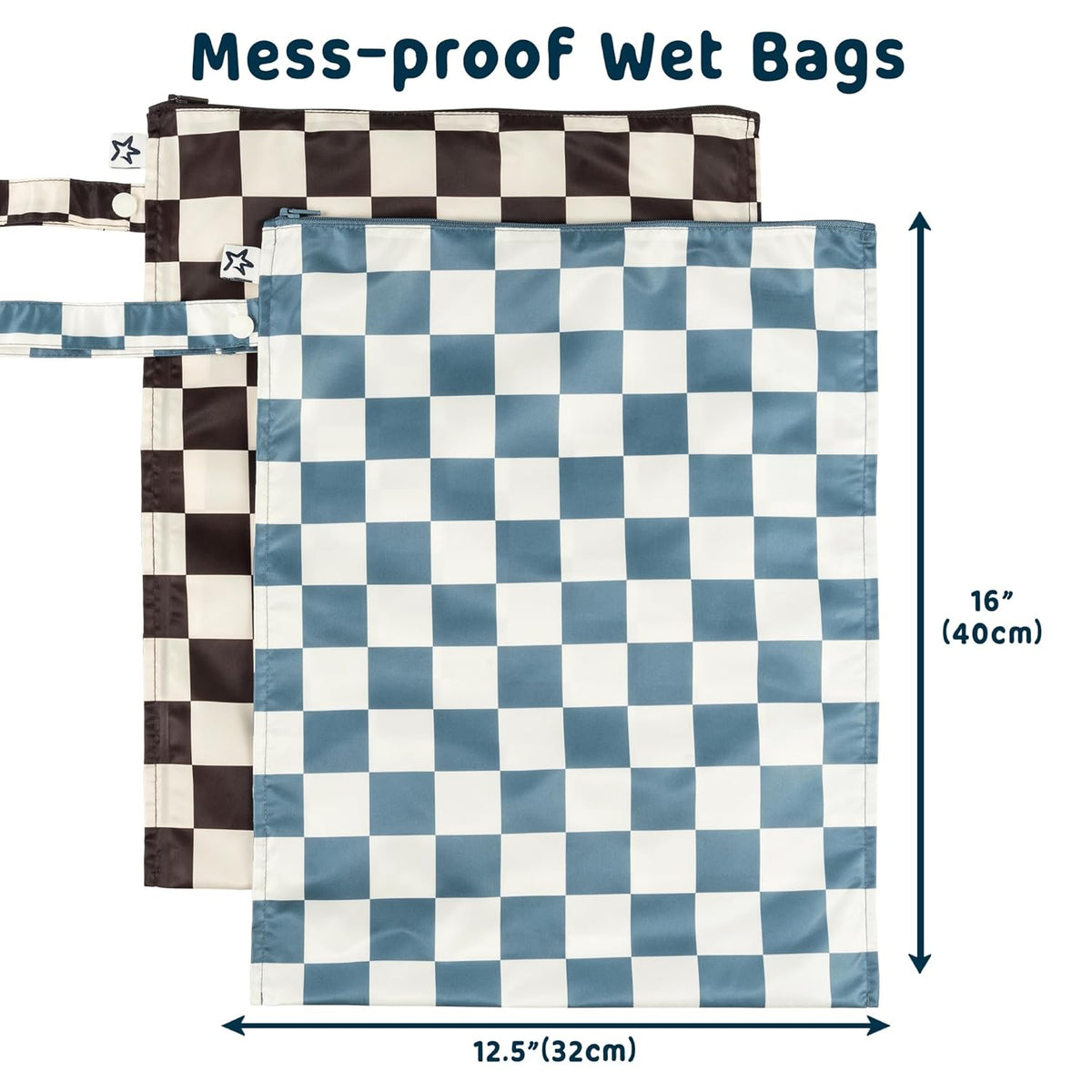 Tiny Twinkle Mess Proof Wet Bags | Reusable Waterproof Wet Bags for Swimsuits | Baby Clothes | Travel & Diaper Bag (Pink, Brown Checkers) - Colors A
