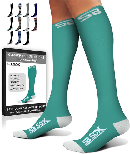 SB SOX Compression Socks for Men & Women (20-30mmHg) – Best Compression Socks for Flying, Medical, Sports, Wide Calf Fit, and Daily Wear