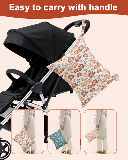 ALVA ALVABABY 3pcs Baby Cloth Diaper Wet/Dry Bags|Waterproof Reusable with Two Pockets|Travel, Beach, Pool, Daycare, Soiled Baby Items,Yoga,Gym Bag for Swimsuits or Wet Clothes 3L-ZM09 - Colors A