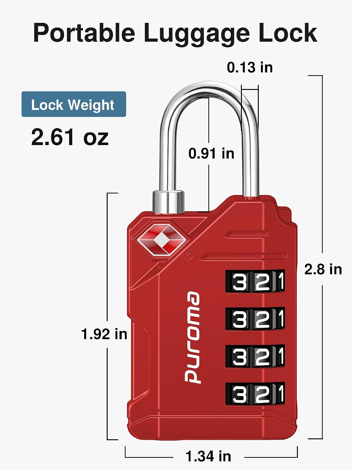 Puroma TSA Approved Luggage Locks, 2 Pack 4 Digit Resettable Travel Combination Code Lock with Zinc Alloy Body for Suitcase, Backpack, Laptop Bag, Gym Locker, Toolbox (Orange)
