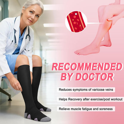 4 Pairs Compression Socks for Women Circulation-Best Support for Nurses,Running,Athletic,Travel