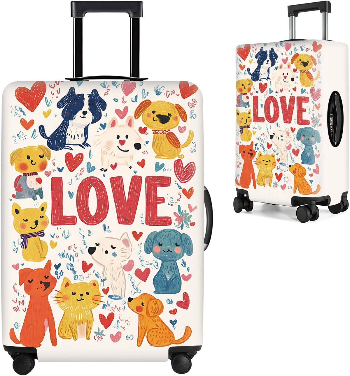 All Over Daisy Print Luggage Cover – Blue Suitcase Protector with White Floral Pattern, Washable Stretch Travel Case for 32-34 Inch Luggage,XL