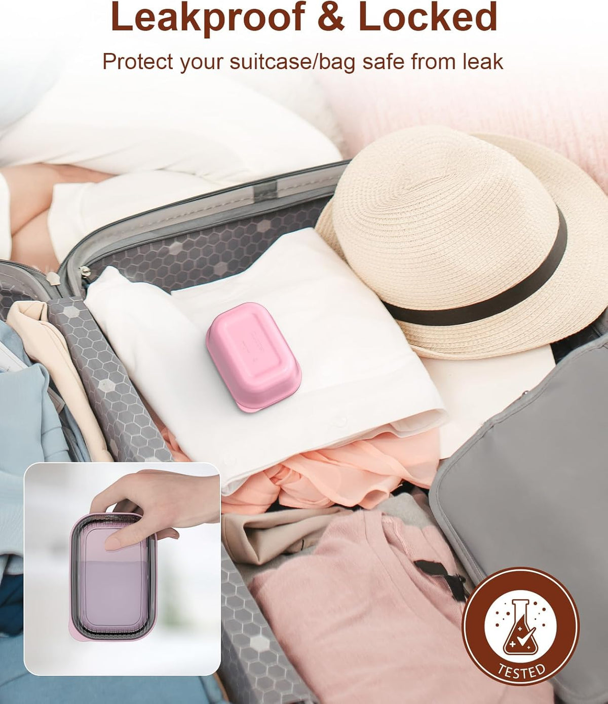 Quatish Bar Soap Holder Dish, Leakproof Travel Soap Case for Shower, Portable Travel Size Toiletries Camping Essentials for Gym, Dorm, Bathroom, Khaki