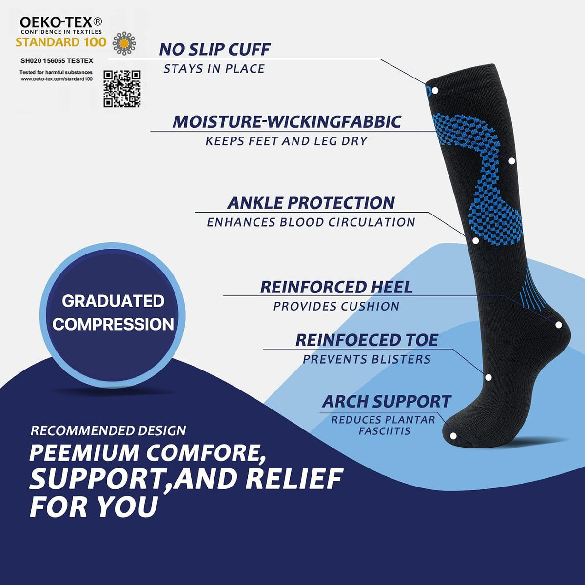 fenglaoda 8 Pairs Compression Socks for Men & Women 20-30 mmHg Knee High Nurse Pregnant Running Medical and Travel Athletic