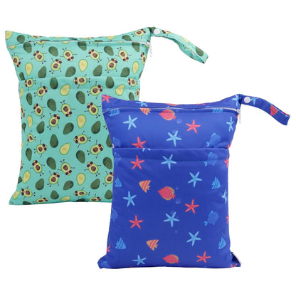 ALVA ALVABABY 3pcs Baby Cloth Diaper Wet/Dry Bags|Waterproof Reusable with Two Pockets|Travel, Beach, Pool, Daycare, Soiled Baby Items,Yoga,Gym Bag for Swimsuits or Wet Clothes 3L-ZM09 - Colors B
