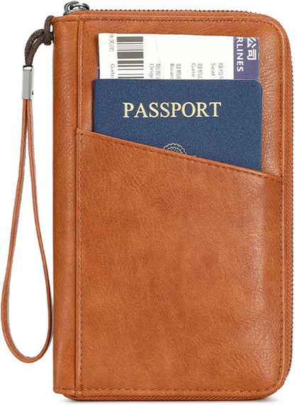 Family Passport Holder for Travel Women and Men RFID Passport Holder with Zipper Passport Case Passport cover Passport Wallet Travel Essentials and Accessories(Family,Pink)